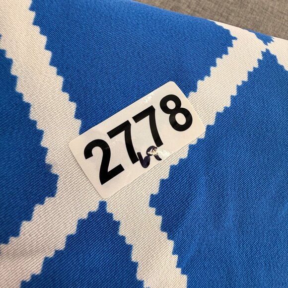 ALYX Sheath Dress Geometric Blue & White Sleeveless Boat Neck Size 8 Work Office - Picture 14 of 14